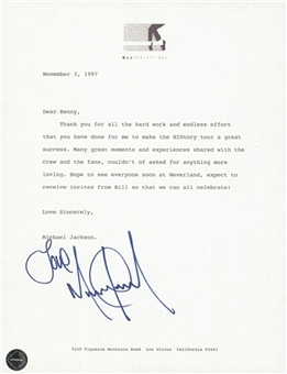 1997 Michael Jackson Signed Letter To Kenny Ortega (JSA)